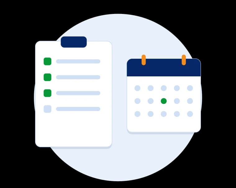 Illustration of a compliance checklist and filing calendar representing corporate compliance